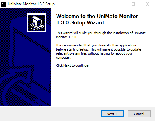 UniMate Monitor setup window