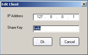 edit client IP address and shared key