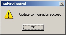 'update configuration successful' message