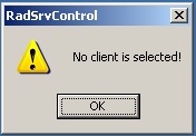 'no client is selected' message