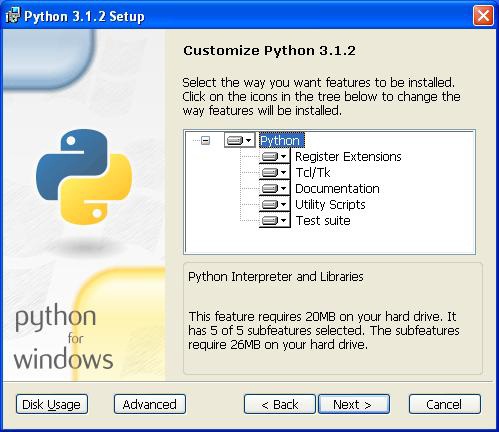Python what features to install
