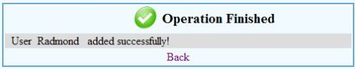 'user xxx added successfully' message