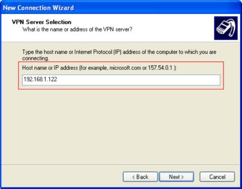enter host name or IP address