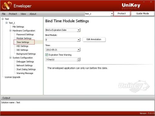 UniKey Enveloper Professional mode - Hardware Configuration - Time Settings