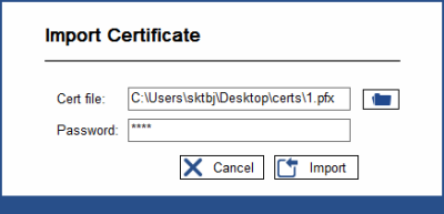 UniMate Console import certificate path