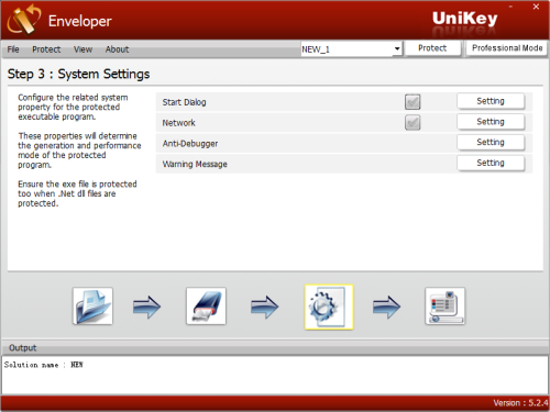 UniKey Enveloper system settings
