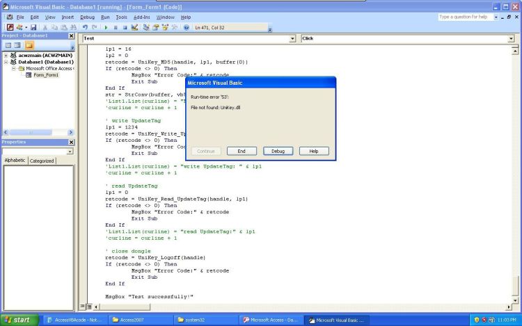 Microsoft Office Access Visual Basic runtime error