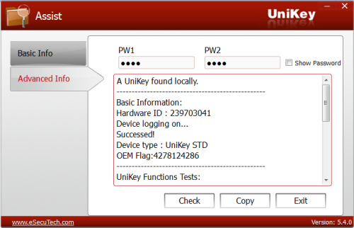 UniKey Assist advanced information