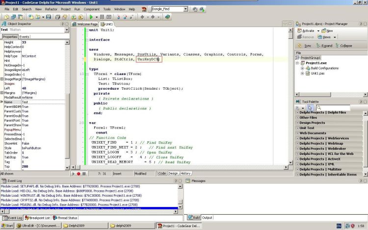 CodeGear Delphi uses UniKeyDCU