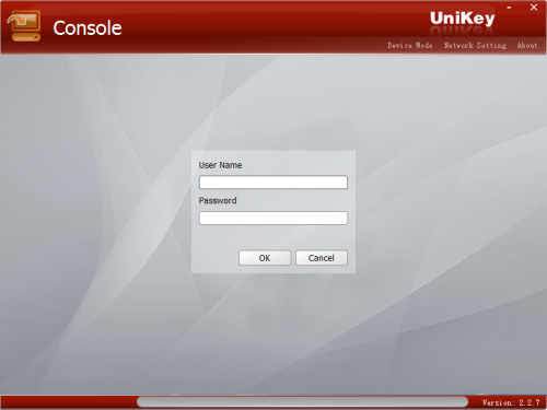 UniKey Console login page