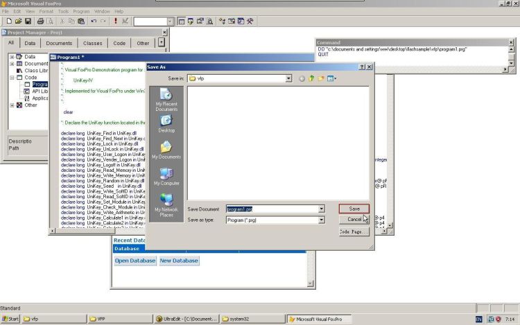 Visual FoxPro save as dialog window