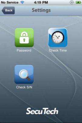 settings screen