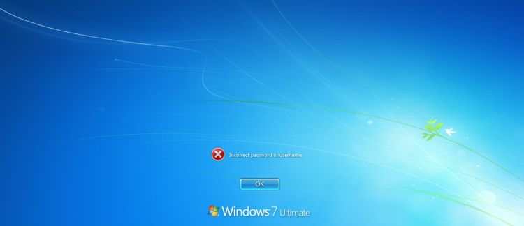 'incorrect password or username' message
