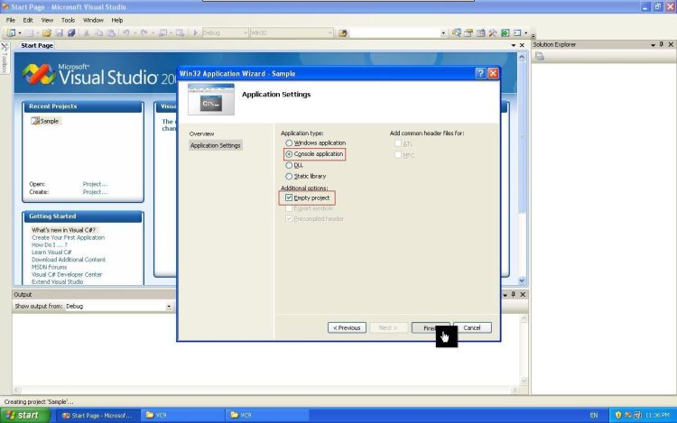 Visual Studio Win32 application