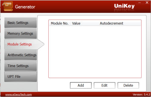 UniKey Generator module settings tab