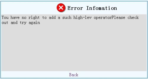 'insufficient rights to add new operator' message