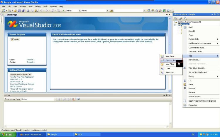 Visual Studio add files