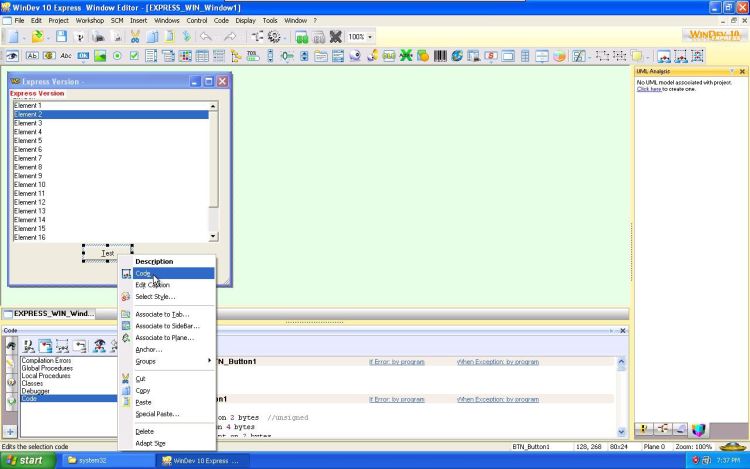WinDev 10 select code