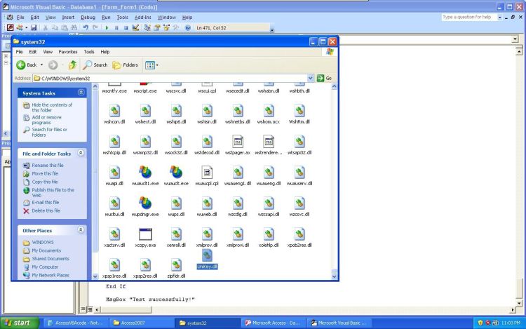 Microsoft Office Access copying file into system32