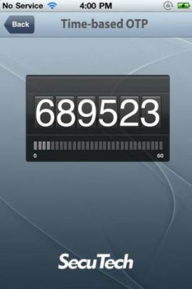 displaying time-based OTP