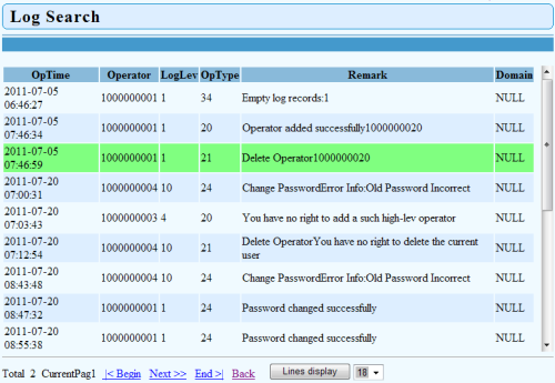 log search results