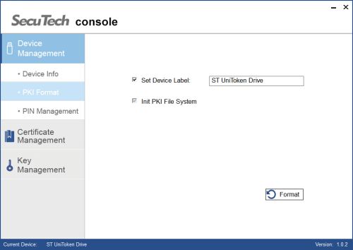 UniMate Console PKI format