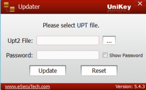 select .upt file for updating with remote updater