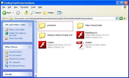 UniKey Flash Protection Demo protected folder