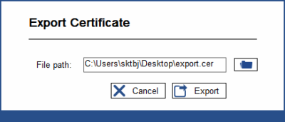 UniMate Console export certificate path