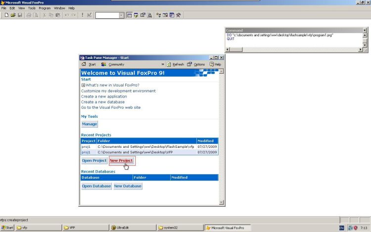 Visual FoxPro welcome screen