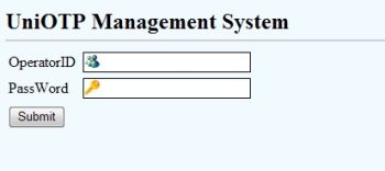 UniOTP Management login screen