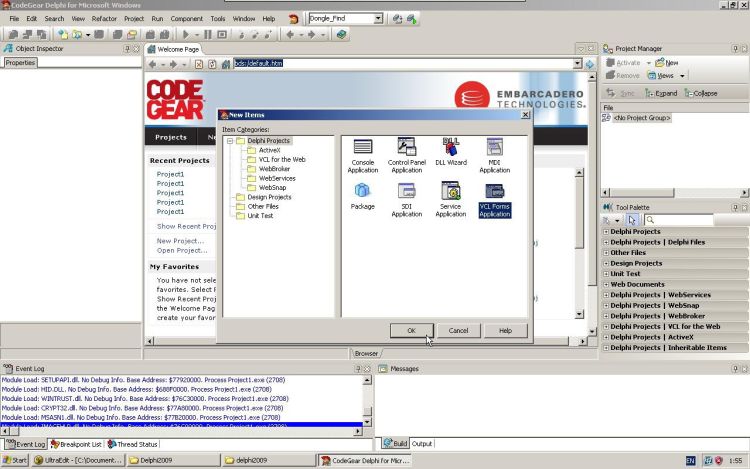 CodeGear Delphi new project