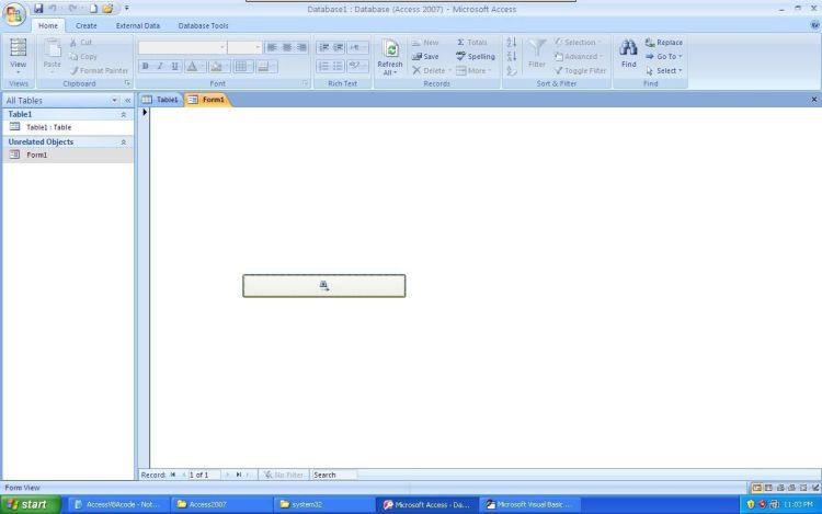 Microsoft Office Access testing form