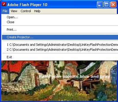 Adobe Flash Player Create Projector