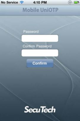 Mobile UniOTP login screen