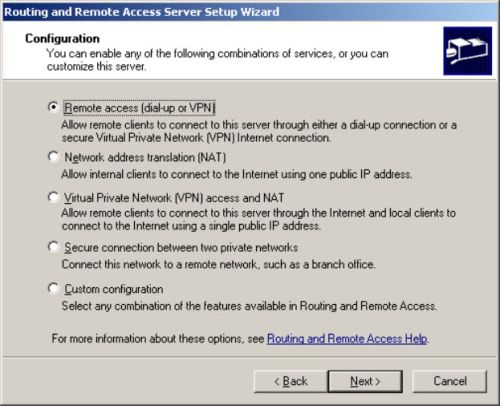 choose remote access (dial-up or VPN)