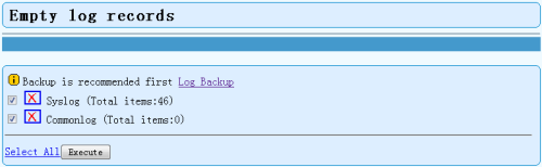 UniOTP Management empty log records window