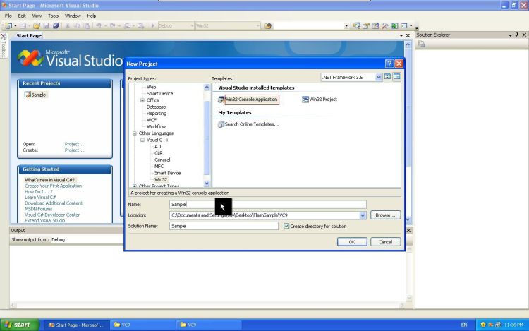 Visual Studio new project