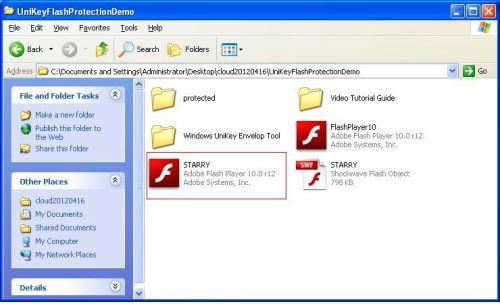 UniKey Flash Protection Demo created protected Flash file