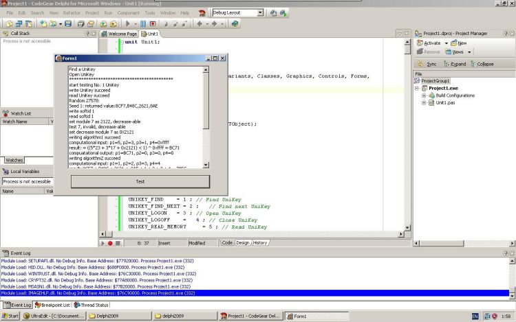 CodeGear Delphi running project
