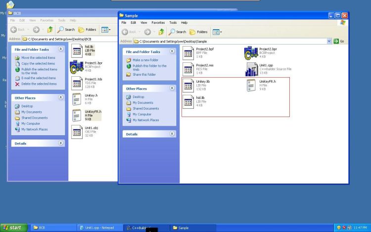 UniKey C++ Builder respective .lib files