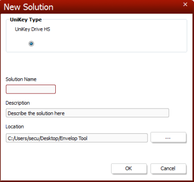 create new solution with the UniKey Enveloper