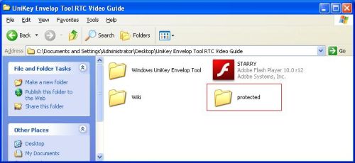 UniKey Enveloper tool protected folder generated