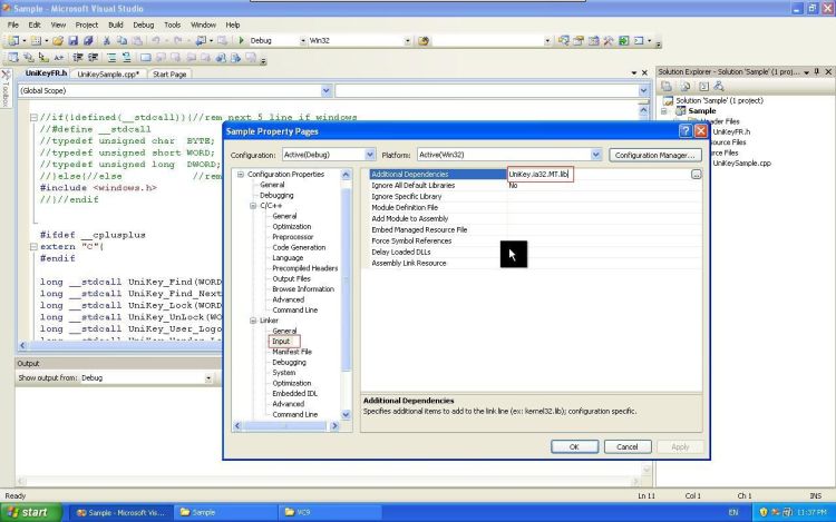 Visual Studio sample property pages