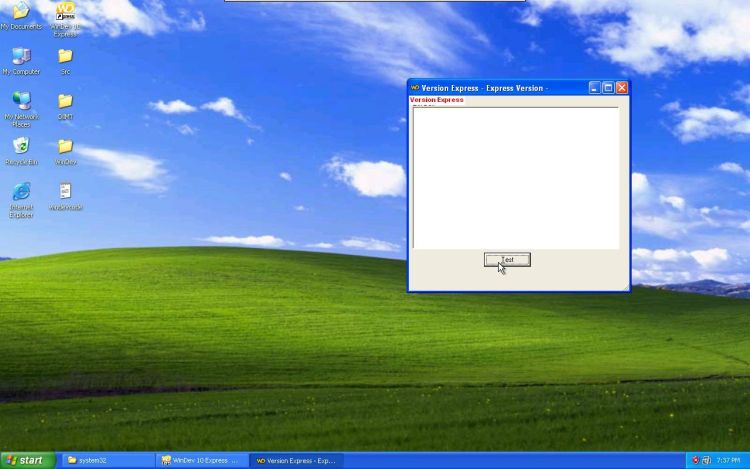WinDev 10 test window running