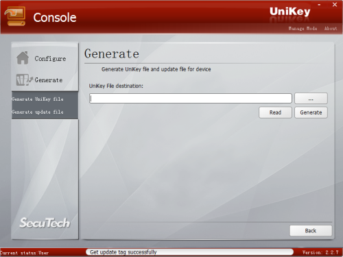 UniKey Console read update file