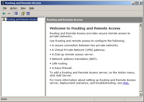 routing and remote access main window