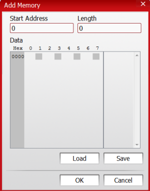 UniKey Generator add memory (start address and length) window
