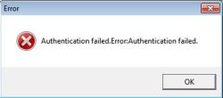 'authentication failed' message