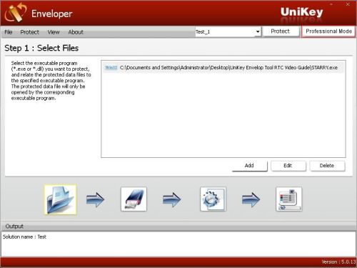 UniKey Enveloper Professional mode button